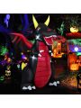 Gymax 8FT Halloween Outdoor Blow Up Giant Dragon Holiday Decor w/ Wings & LED Lights
