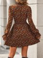 SHEIN Frenchy Floral Print Bell Sleeve Dress