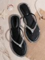 Fashionable Rhinestone Decorated Flip Flop Sandals For Women