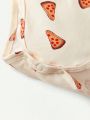 Cozy Cub Baby Boys' Pizza Print Long Sleeve With Lap Shoulder Bodysuit Three-Piece Set