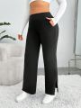 SHEIN CURVE+ Plus Size Women's Slit Hem Pants