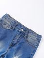 Tween Girl Ripped Frayed Bleach Wash Skinny Jeans