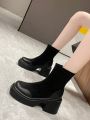 Women's Fashionable Patchwork Round Toe Knee-high Boots