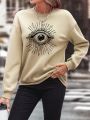 Eye Print Drop Shoulder Sweatshirt