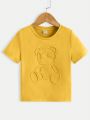 SHEIN Kids QTFun Young Boy Bear Embossed Short Sleeve T-Shirt