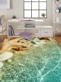 1pc Tropical Simple Style Soft Carpet Ocean Starfish Printed Area Rug, Living Room, Sofa, Coffee Table & Bathroom Floor Mat, Home Decoration