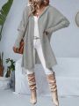 Women's Plus Size Solid Color Batwing Sleeve Hooded Cardigan