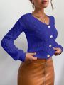SHEIN Frenchy Cable Knit Drop Shoulder Cardigan