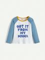 Cozy Cub Baby Boys' Contrast Color Letter Print Raglan Sleeve Solid Color Top 2pcs Outfit