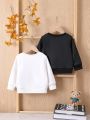 Baby Girl 2pcs Solid Thermal Lined Sweatshirt