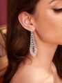 SHEIN Belle 1pair European And American Style Rhinestone Earrings For Women