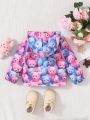 SHEIN Baby Girl Casual Cute Sports Fun Bear Pattern Print Hooded Jacket