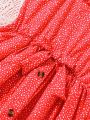 SHEIN Kids KDOMO Girls' Polka Dot Printed Spaghetti Strap Dress