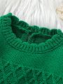 Baby Girl Contrast Trim Keyhole Back Knit Bodysuit