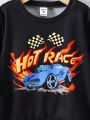 SHEIN Kids Cooltwn Boys' Trendy Cool Racing Car Fashionable Casual Sweatshirt