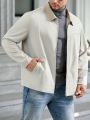 Manfinity Homme Men's Plus Size Woven Casual Jacket With Turn-down Collar