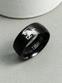 8mm 12 Signs Capricorn Stainless Steel Ring for Men 1.6-2.3cm 1piece