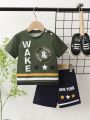 Baby Boy Summer Short Sleeve T-Shirt And Shorts Set, Handsome Style