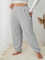Plus Size Solid Color Plush Sleepwear Pants