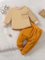 2pcs/Set Baby Boys' Casual Sports Long Sleeve Sweatshirt And Pants With Pockets, Spring And Autumn