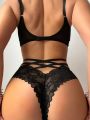 Lace Cross Strappy Triangle Panties