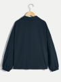 SHEIN Tween Boys' Casual Half-Zip Pullover Knit Jacket, Thin