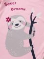 Teen Girls' Cartoon Lazy Sloth 2-Piece Pajama Set