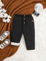 SHEIN Baby Boy Button Front Thermal Pants
