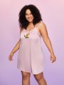 SCOOBY-DOO X SHEIN Plus Size Women's Cartoon & Letter Print Robe And Cami Dress Set