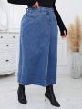 SHEIN Essnce Plus Split Thigh Denim Skirt