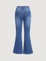 SHEIN Tween Girl New Arrival Y2k Style Blue Flared Denim Pants For Girl (Big Size)