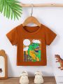 Baby Boy'S Cute Cartoon Dinosaur Printed Short Sleeve Top For Spring