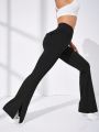 Yoga Basic Split Hem Flare Leg Sports Pants