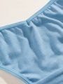 Solid Color Foldover Thong Bikini Bottom