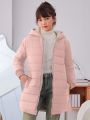 Teen Girls' Casual & Simple Warm Hooded Zipper Up Jacket