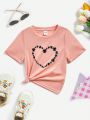 SHEIN Kids EVRYDAY Young Girl'S Casual Printed T-Shirt