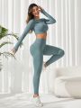 Yoga Basic Women's Thumb Hole Raglan Sleeve Athletic Set