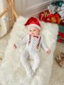 SHEIN Newborn Baby Boy Christmas Print Bodysuit