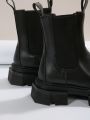Women's Chelsea Motorcycle Boots, New Spring And Autumn Single Boots With Thick Sole And Classic Cylinder Design, Short Boots