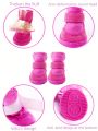4pcs Fleece Pet Snow Boots For Small And Medium Sized Pets, Indoor And Outdoor Use