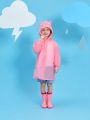 Girls' Cute 3d Rabbit Shaped Raincoat For All Seasons, Pink