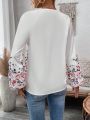 SHEIN LUNE Women's Floral Print Collared Shirt