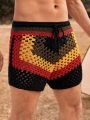 Manfinity RSRT Men's Drawstring Hollow Out Crochet Shorts