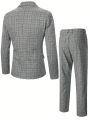 Men Plaid Print Single Breasted Blazer & Pants