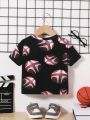 SHEIN Baby Boy'S Sports Ball Print Short Sleeve T-Shirt