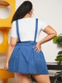 SHEIN CURVE+ Plus Size Non-Stretch Fit Casual Denim Dress