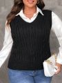 SHEIN Frenchy Plus Size Women's Twist Knitted Sweater Vest