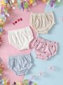 SHEIN Newborn Baby Girls' 4pcs/Set Summer Thin Bloomers, Casual Cute Big Pp Practice Pants, Triangle Bottom Untwisted Leggings