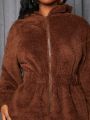 SHEIN Slayr Women's Solid Color Fleece Hooded Jumpsuit