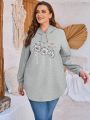 EMERY ROSE Plus Size Women'S Floral & Butterfly Pattern Hooded Sweatshirt